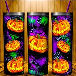 20 9z Tumbler with Cute Halloween pumpkins design.